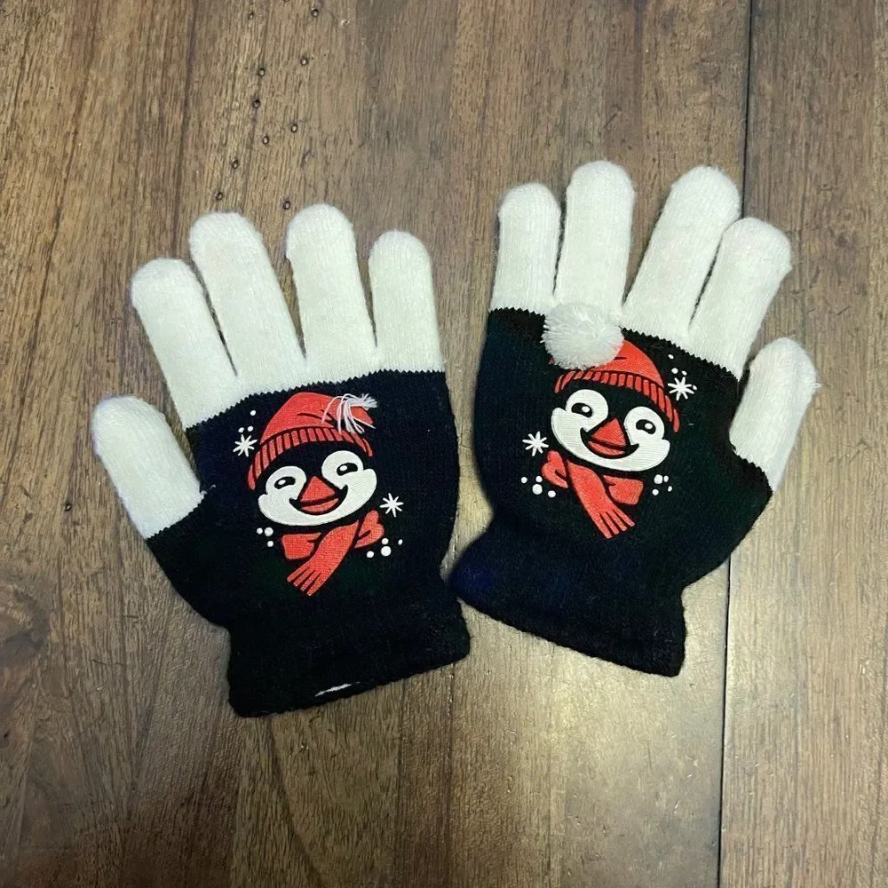 Light Up Penguin Toddler Gloves